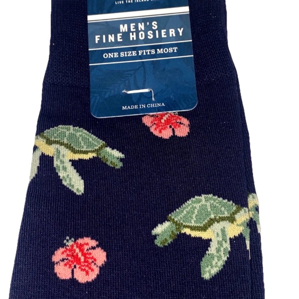 Tommy Bahama Men's Crew Dress Socks Turtly-Y-Radical Floral Turtle Fine Hosiery